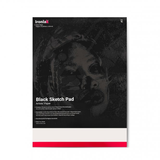 Ironlak Artists' Paper - Black Sketch Pad A3