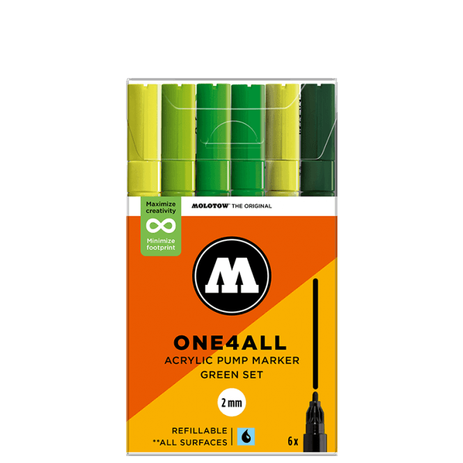 Molotow One4All 127HS Green - Set 2mm Round Tip (6)