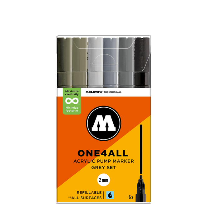 Molotow One4All 127HS Grey Set - 2mm Round Tip (6)