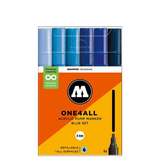 Molotow One4All 227HS - Blue Set 4mm Round (6)