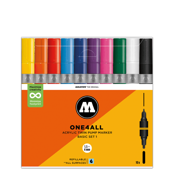 Molotow One4All Acrylic Twin Pump Marker Basic Set 1 (10)