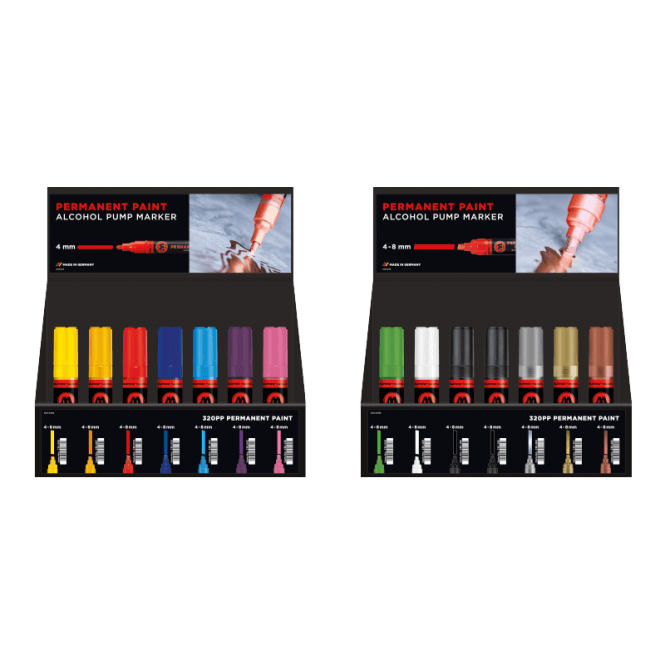 Molotow Sales Display 320PP Alcohol Pump Marker Set A+B