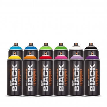 Black Spray Paint 400ml - 12 Can Pack