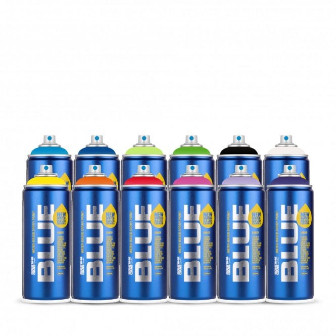 Montana BLUE Water Based Spray Paint 12 Pack