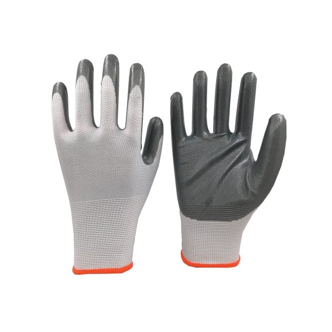 Nitrile Palm Coated Glove - White/Grey