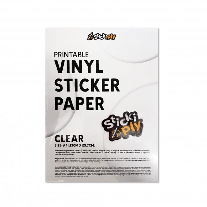 Printable Vinyl Sticker Paper A4 - Clear (10)