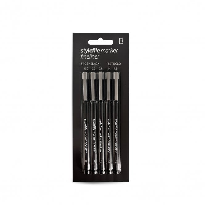 Stylefile Fineliner 5 Piece Set Bold - Black