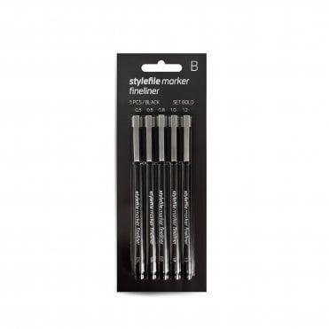 Fineliner 5 Piece Set Bold - Black