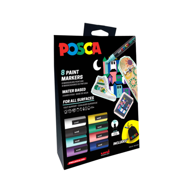 Uni Posca Posca Cardboard Pouch Set - 8 Piece