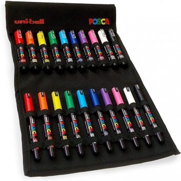 Posca PC-1M & PC-1MR Bundle in Canvas Wallet (20)