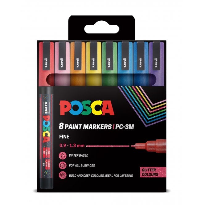Uni Posca Posca PC-3M 8 Glitter Colours
