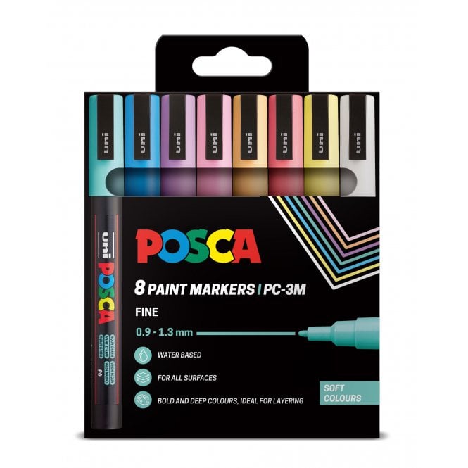 Uni Posca Posca PC-3M 8 Soft Colours