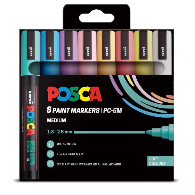 Uni Posca Posca PC-5M 8 Soft Colours