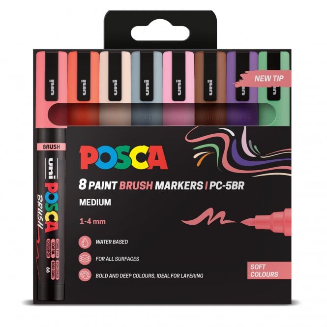 Uni Posca Posca PC-5MBR 8 Soft Colours (Brush Tip)
