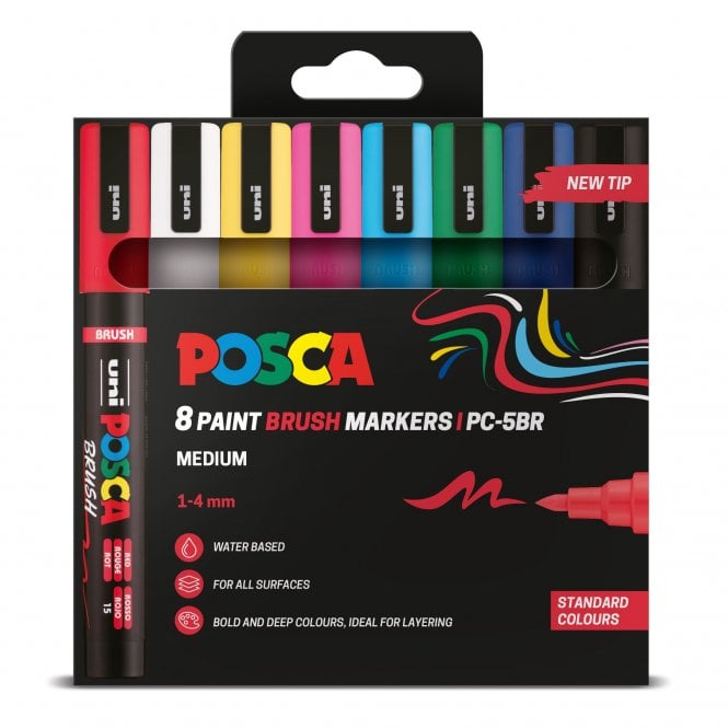 Uni Posca Posca PC-5MBR 8 Standard Colours (Brush Tip)