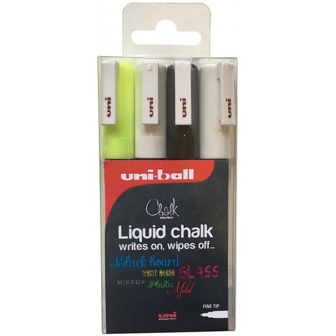 Uni Posca PWE-3MS Chalk Marker Pack - Assorted (4)