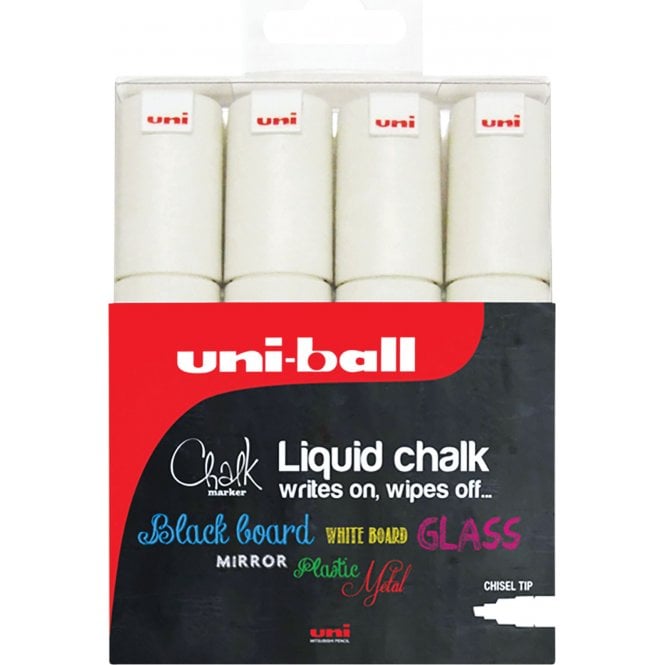 Uni Posca PWE-8K Chalk Marker Pack - White (4)